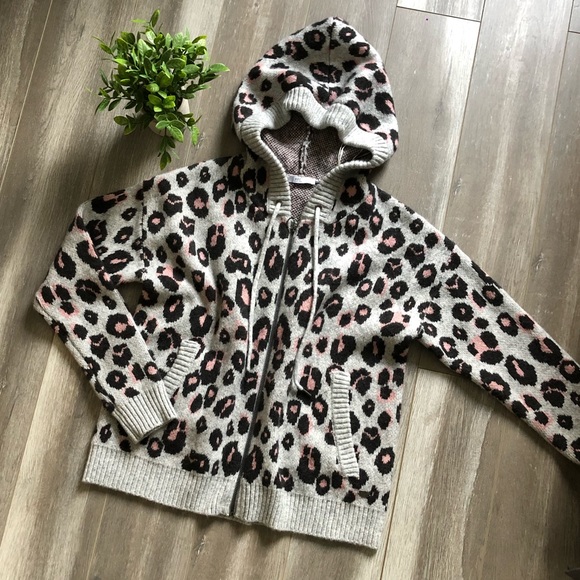 edc Tops - Wool Zipper Sweater Cheetah Print